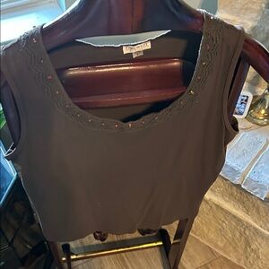 Chic Black Embellished Tank Top by One World